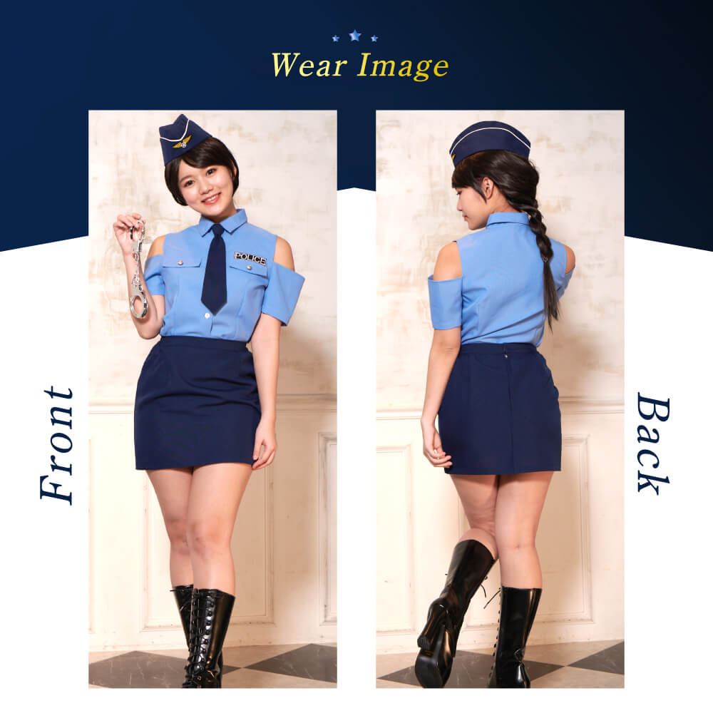 Off-Shoulder Saxon Mini-skirt Police