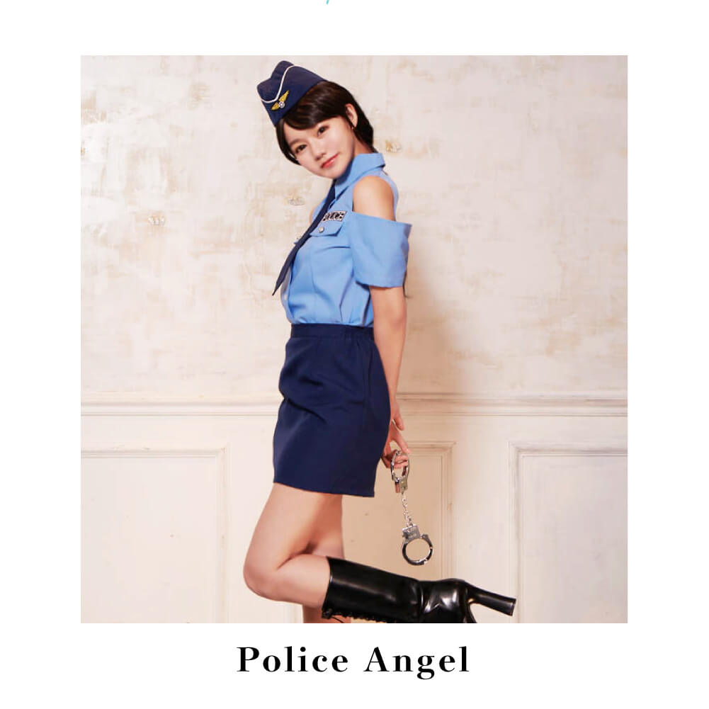 Off-Shoulder Saxon Mini-skirt Police