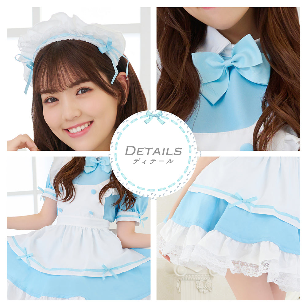 Choose from 4 colors! Classic maid costume with ribbons and frills