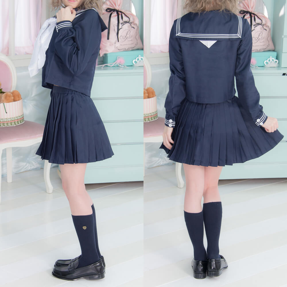 紺×白スカーフセーラー服