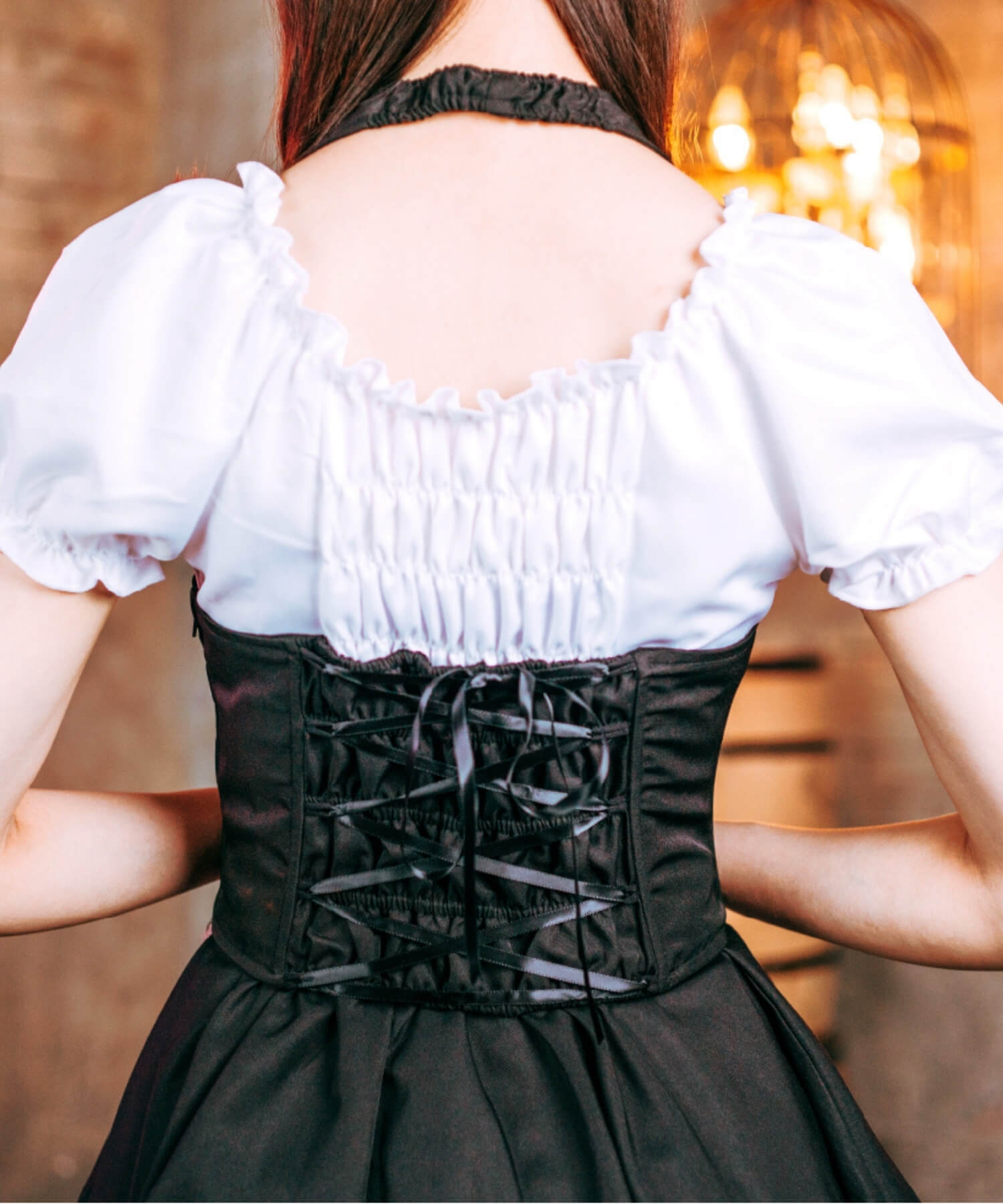 フレンチメイド! 編み上げコルセットの白黒メイド3点セット