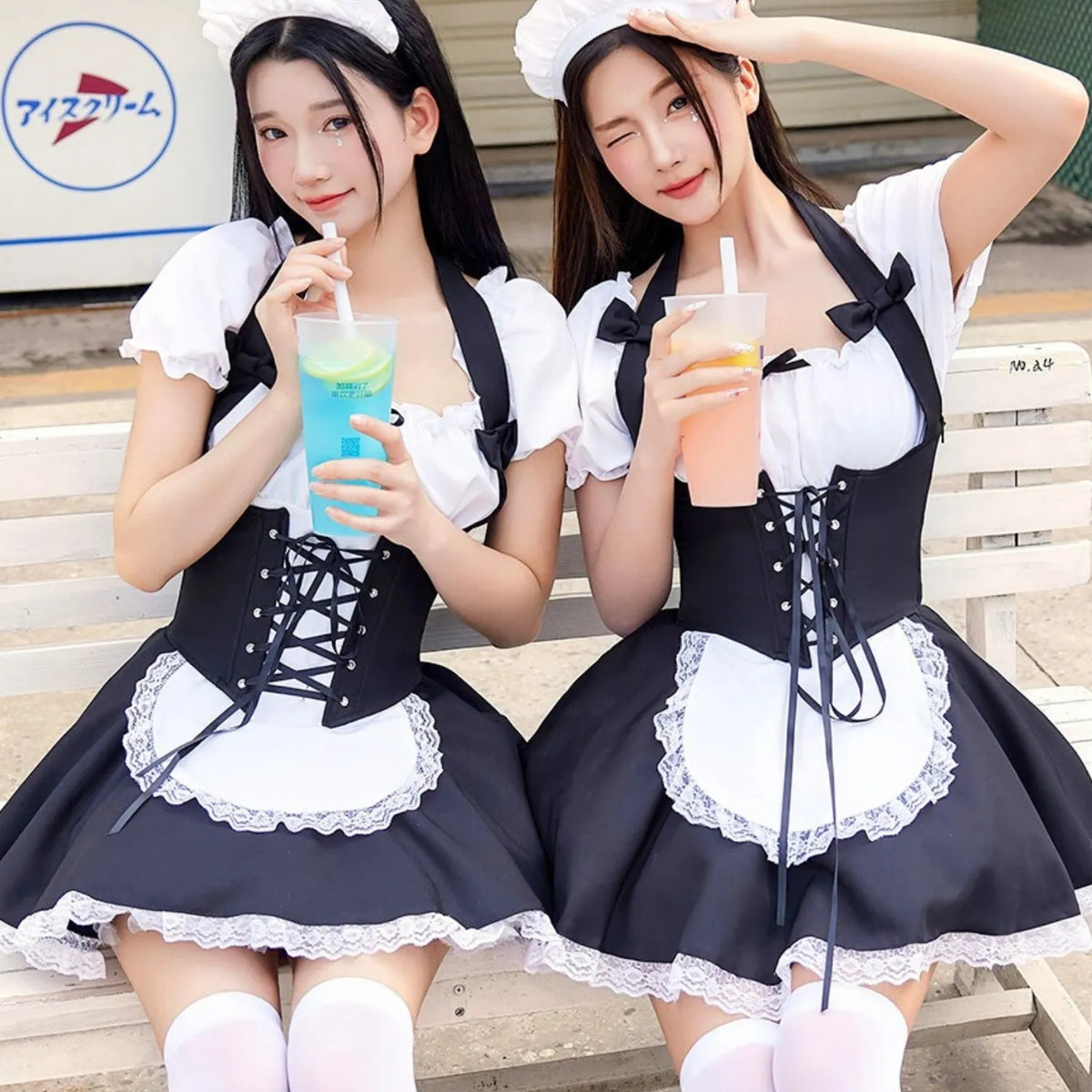 編み上げコルセットメイド 3点セット | BODYLINE & LunaBelle 編み上げコルセットメイド 3点セット | BODYLINE & LunaBelle