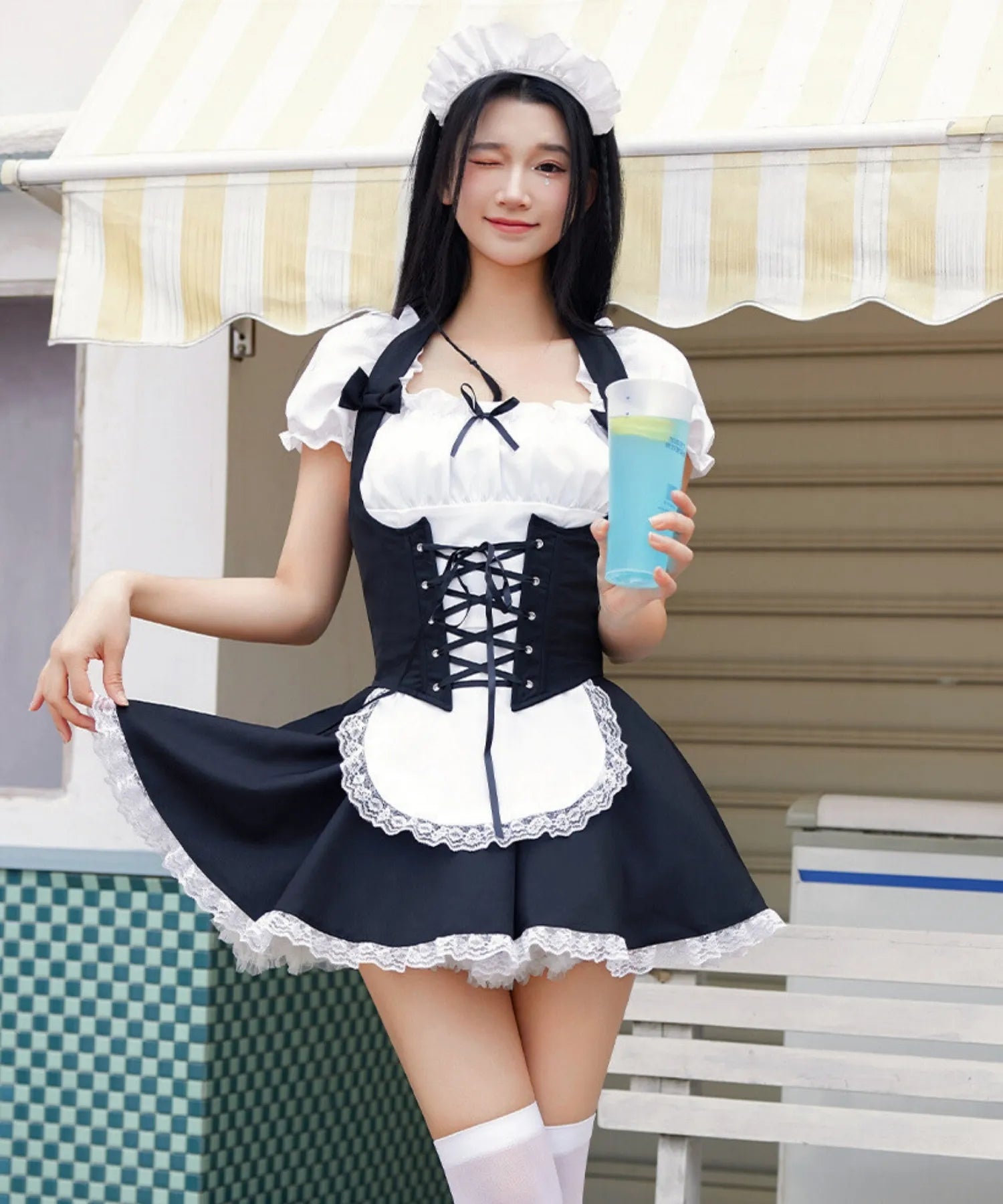 編み上げコルセットメイド 3点セット