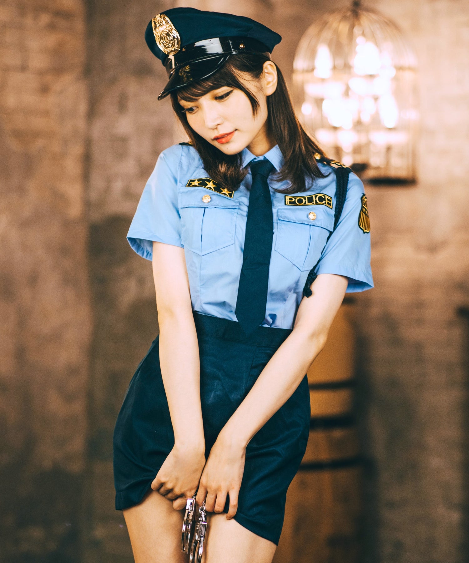 6-Piece Saxe Collar Shirt Police Costume Set with Handcuffs