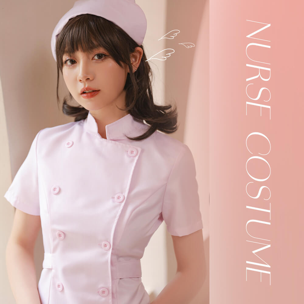 With syringe! Pale Pink Mini Length Nurse