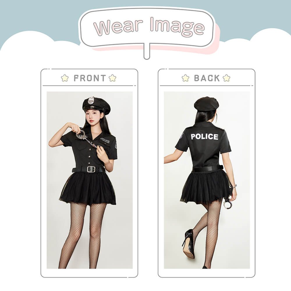 Black Police in Tulle Skirt 4-piece set