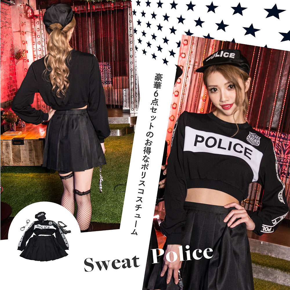 Sweat Police 6 -piece set with logo with handguns, handcuffs and caps