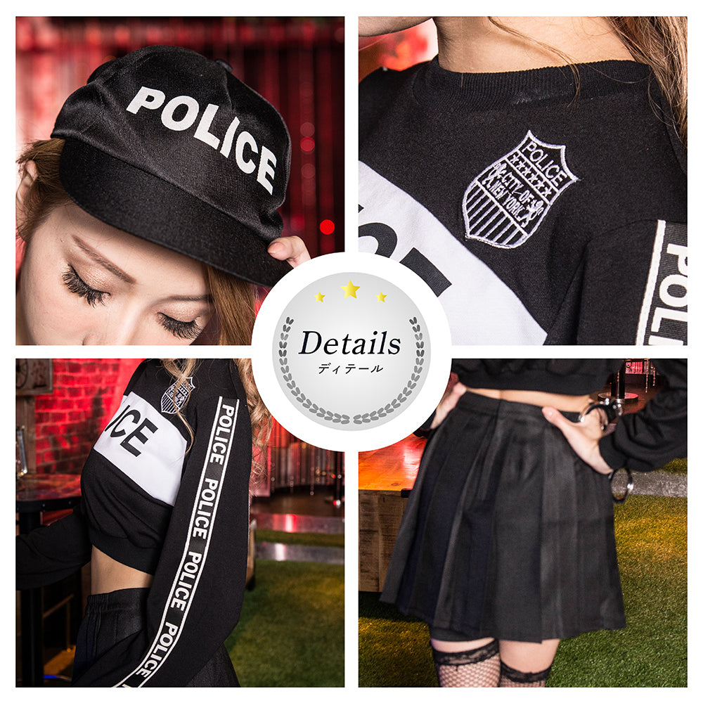 Sweat Police 6 -piece set with logo with handguns, handcuffs and caps