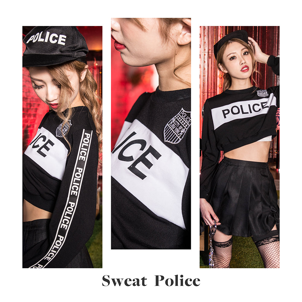 Sweat Police 6 -piece set with logo with handguns, handcuffs and caps