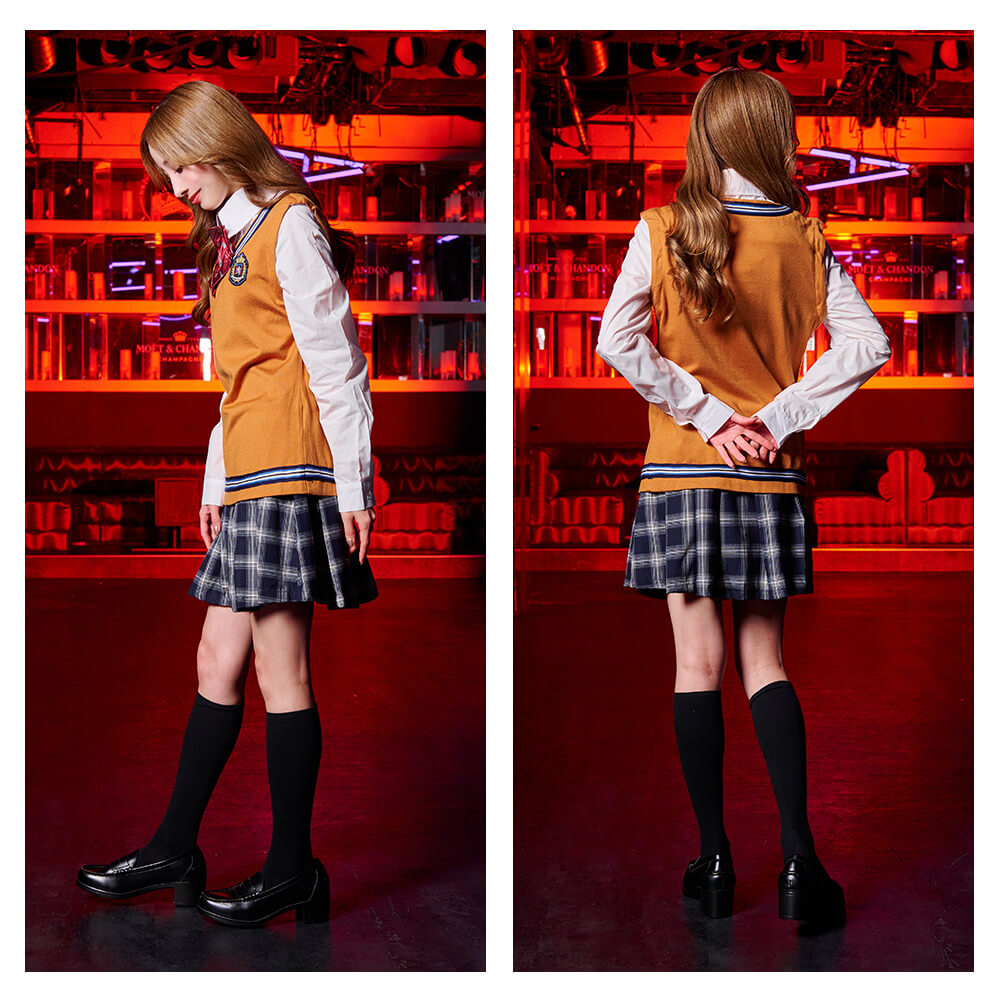 Korean JK Style Uniform Set - Orange Vest -