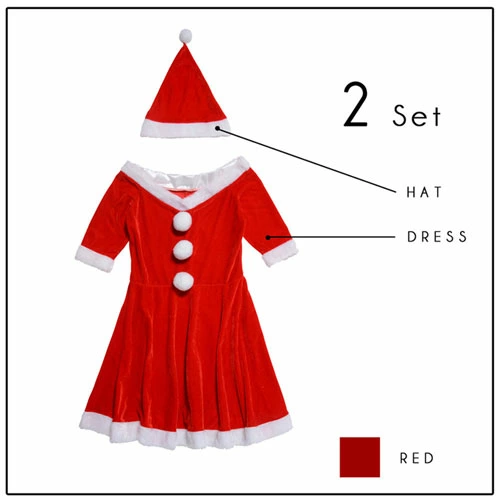 Off-the-shoulder Santa dress, 2-piece set♪ Christmas costume