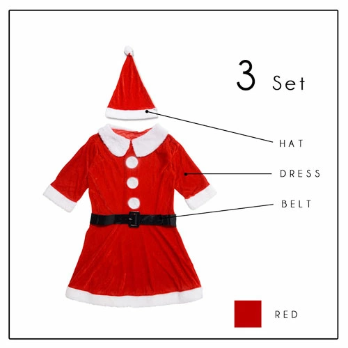 Collared design♪ Santa dress 3-piece set