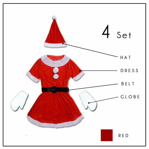 Classic style♪ Standard Santa mini dress 4-piece set