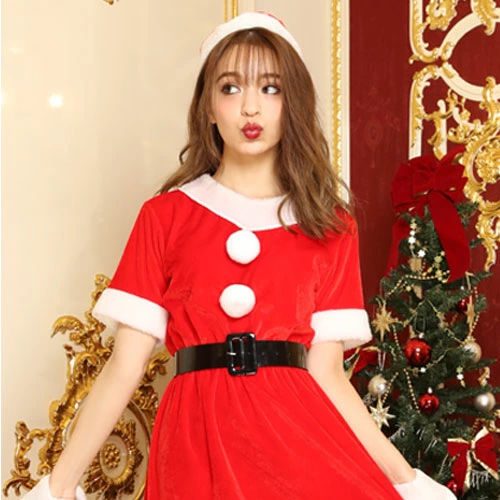 Classic style♪ Standard Santa mini dress 4-piece set