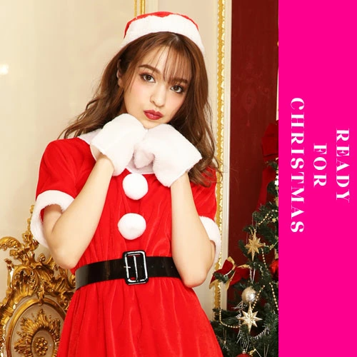 Classic style♪ Standard Santa mini dress 4-piece set