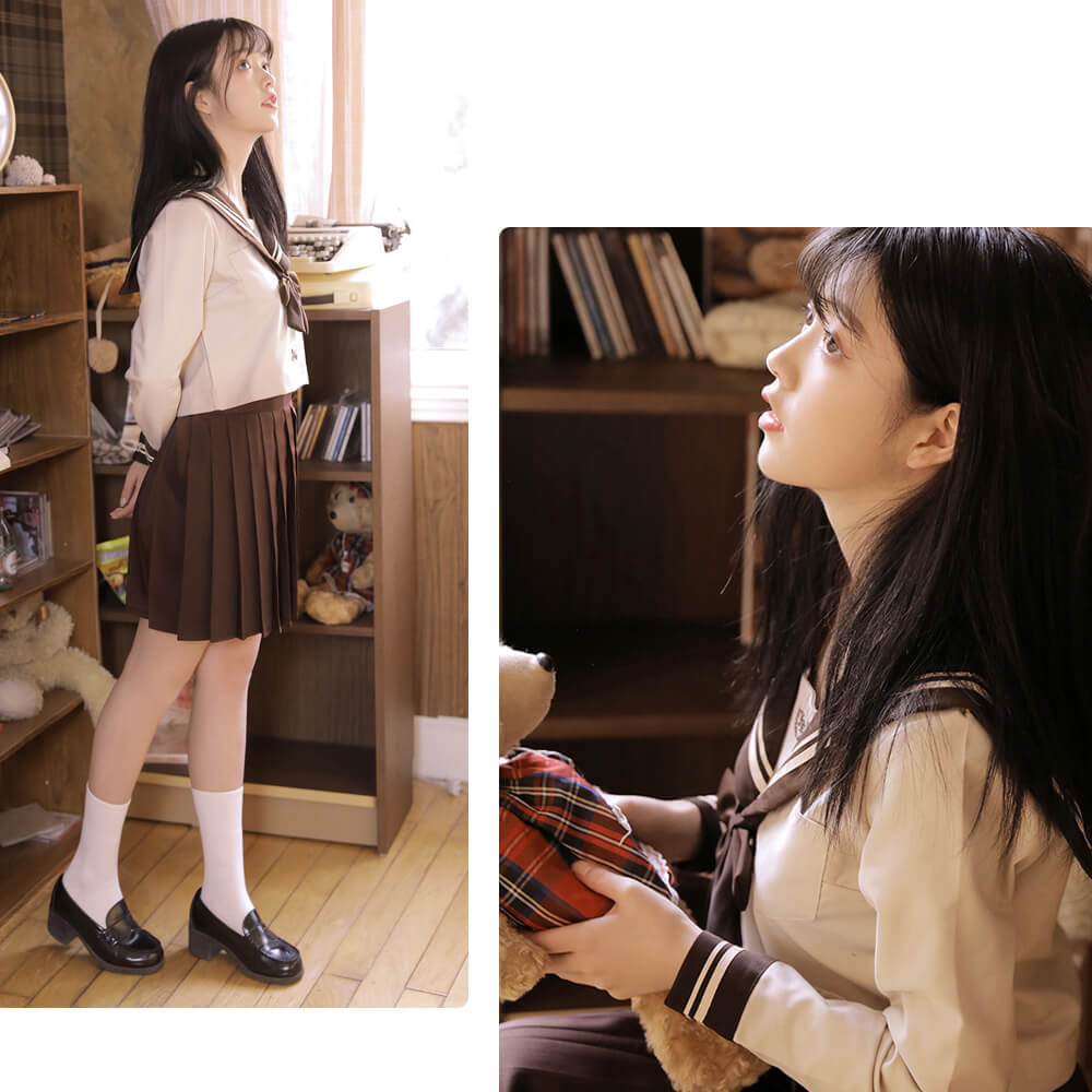 韓国風セーラー服 ブラウン×ベージュ制服