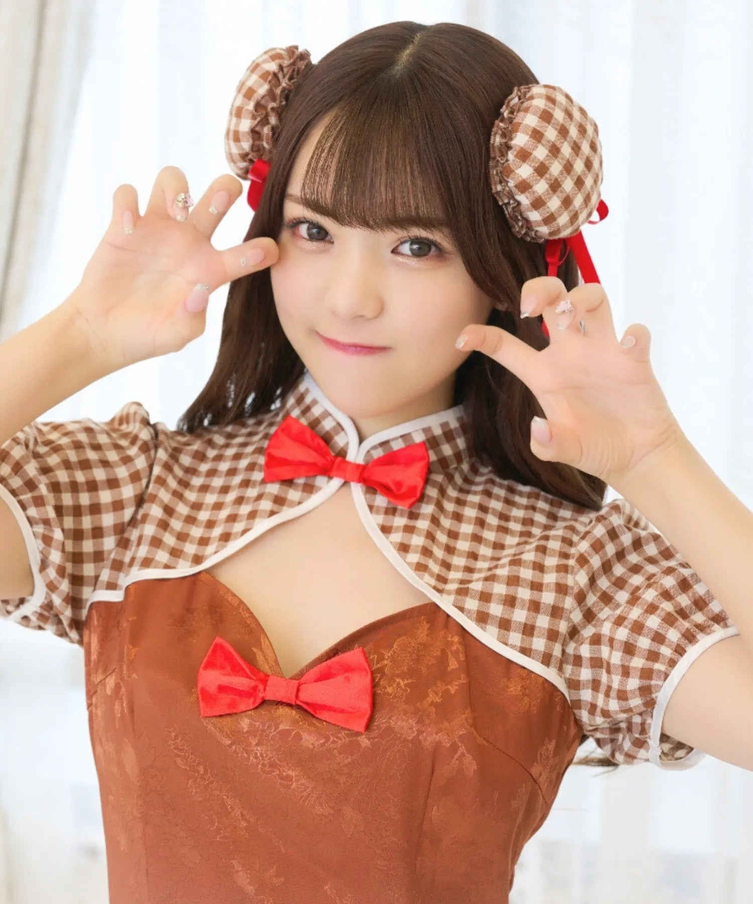 Valentine Brown China Dress with Bun