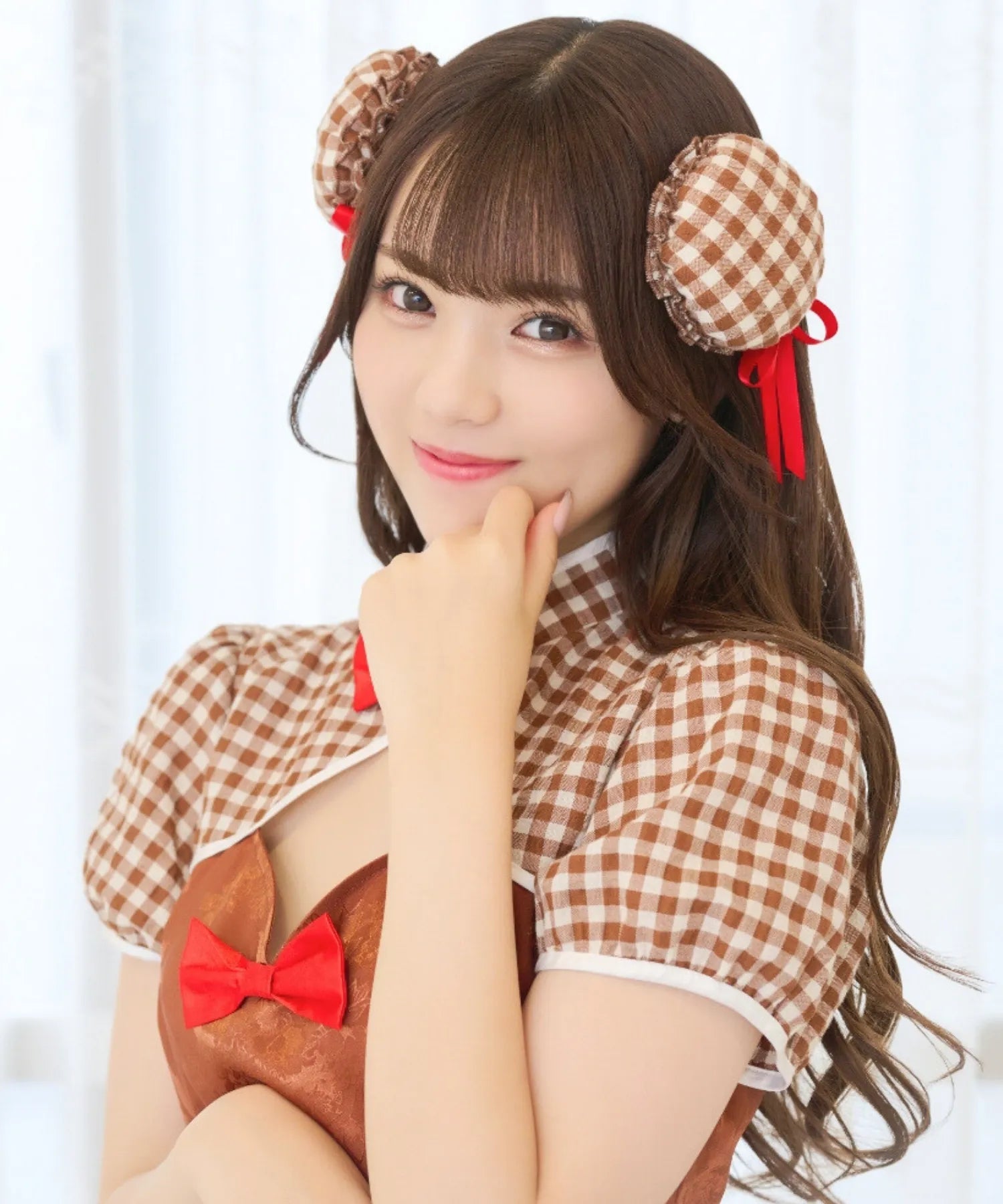 Valentine Brown China Dress with Bun