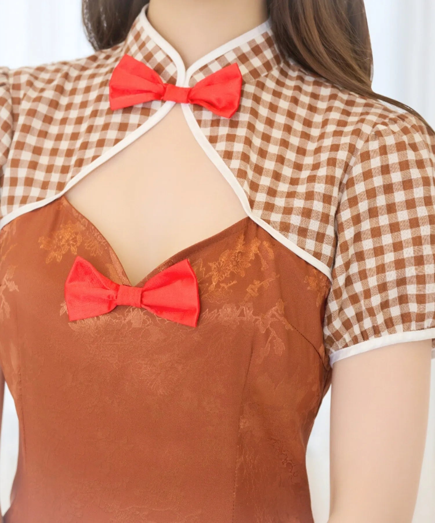 Valentine Brown China Dress with Bun