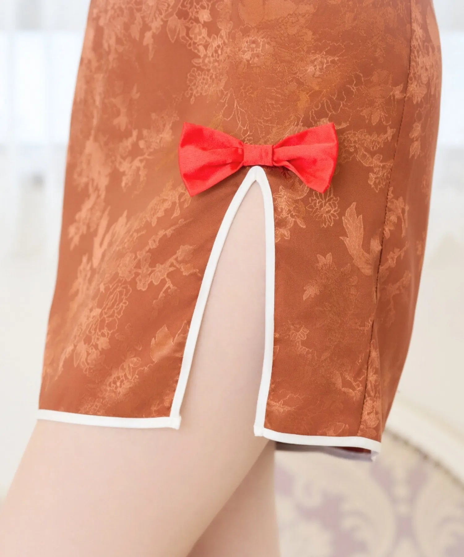 Valentine Brown China Dress with Bun