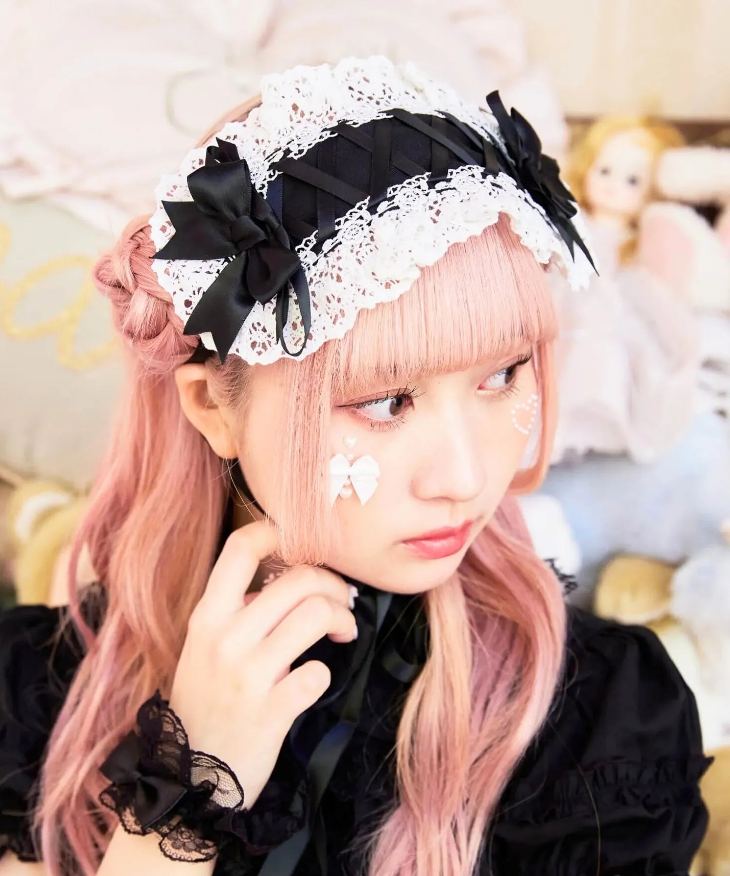 レースアップリボンヘッドドレス
