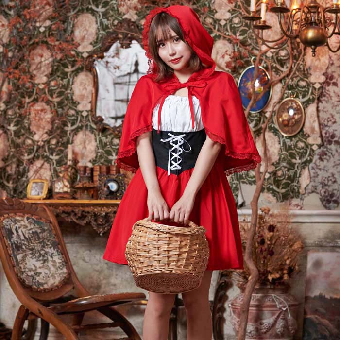 Red hood dress with cape