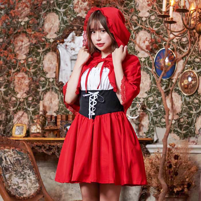 Red hood dress with cape