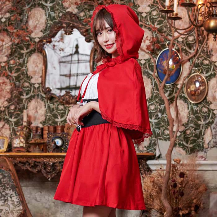 Red hood dress with cape