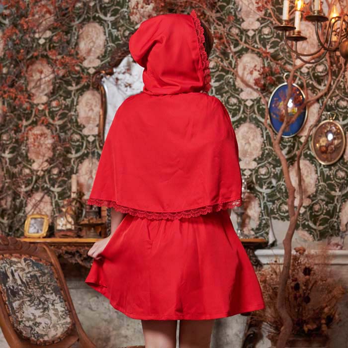 Red hood dress with cape