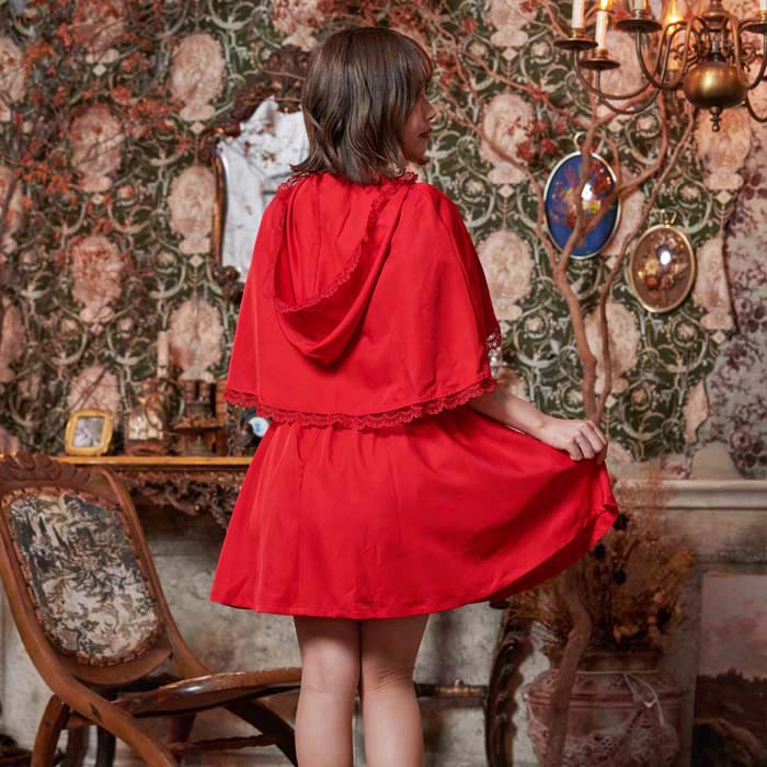 Red hood dress with cape