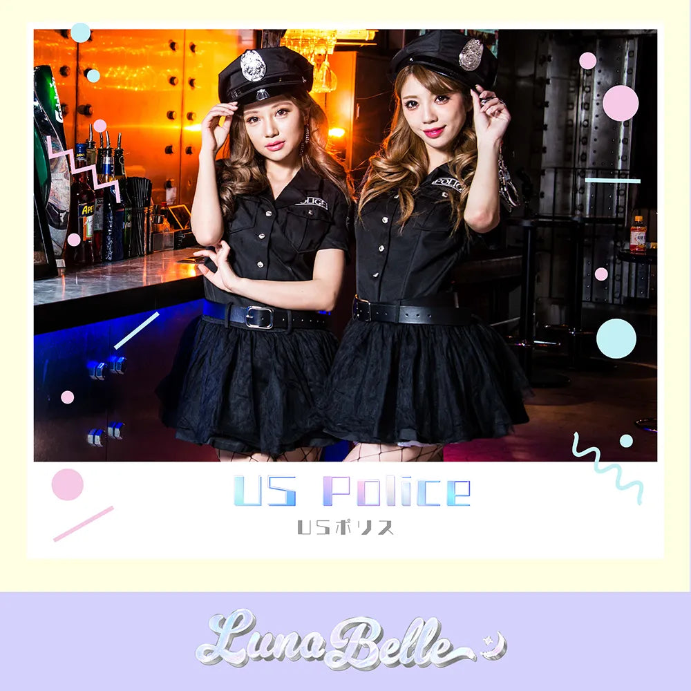 3-Piece Black Police Shirt Dress Costume