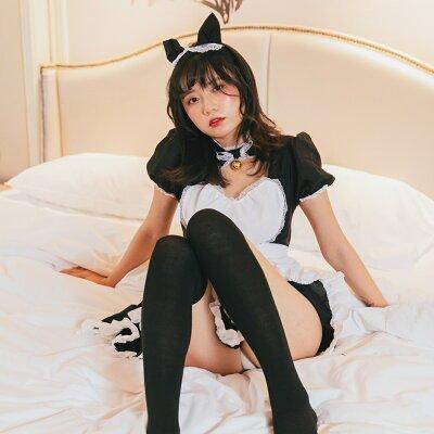 猫耳メイド服 カチューシャ・チョーカーつき4点セット