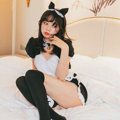 猫耳メイド服 カチューシャ・チョーカーつき4点セット