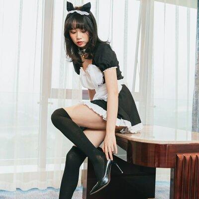 Cat Ear Maid Outfit 4-Piece Set with Katyusha and Choker