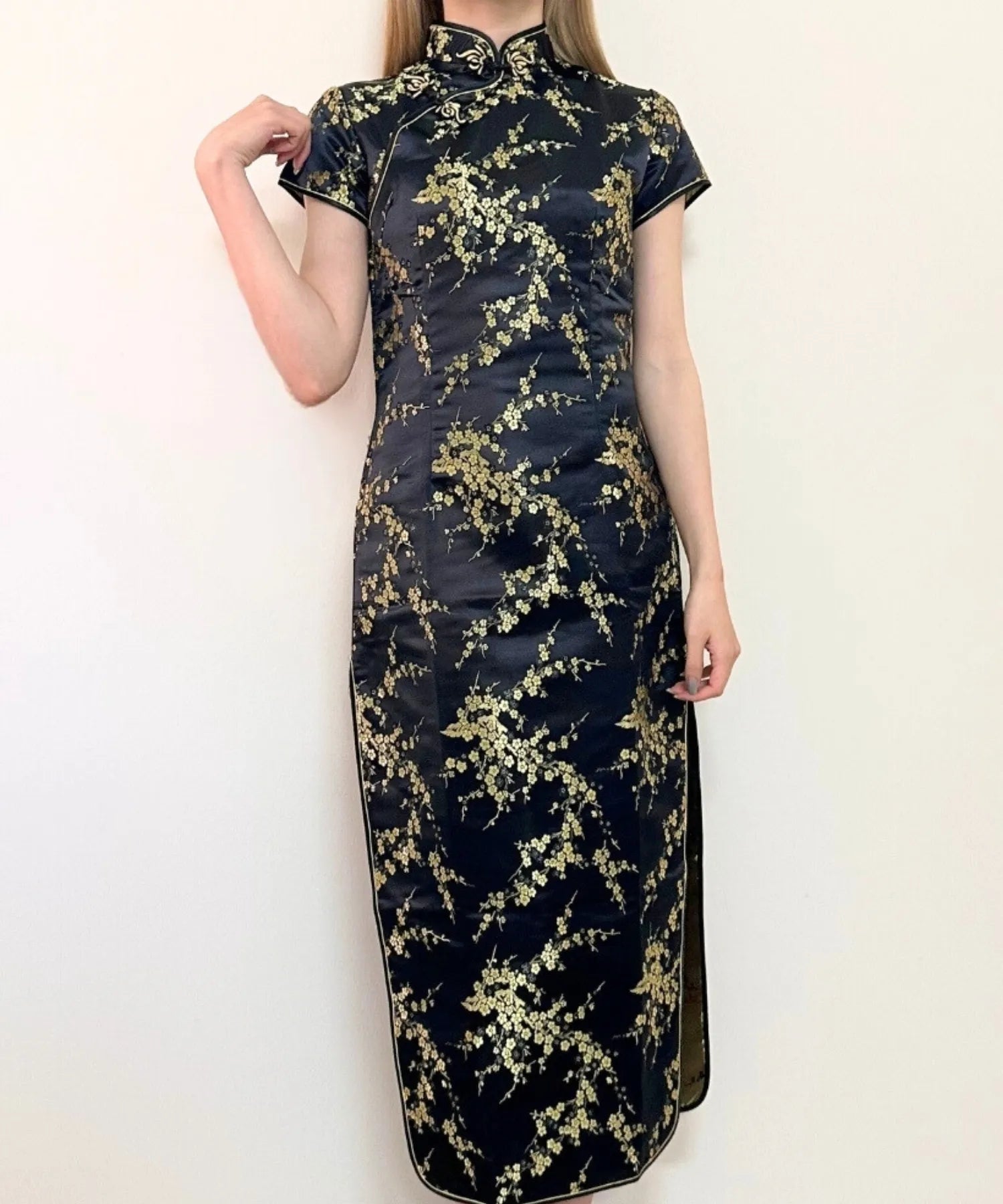 Plum Pattern China Dress -Mini Length Long Length-