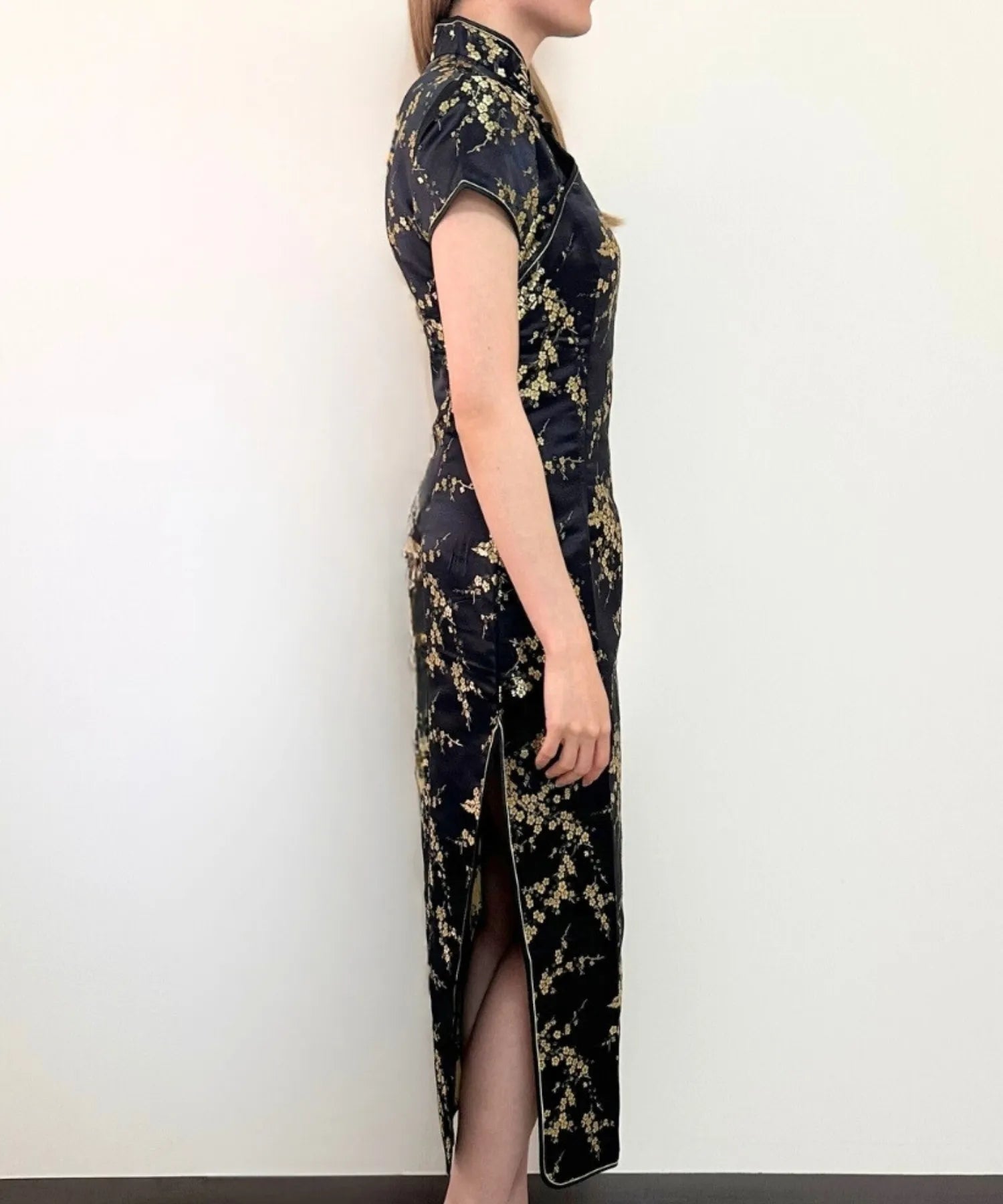 Plum Pattern China Dress -Mini Length Long Length-