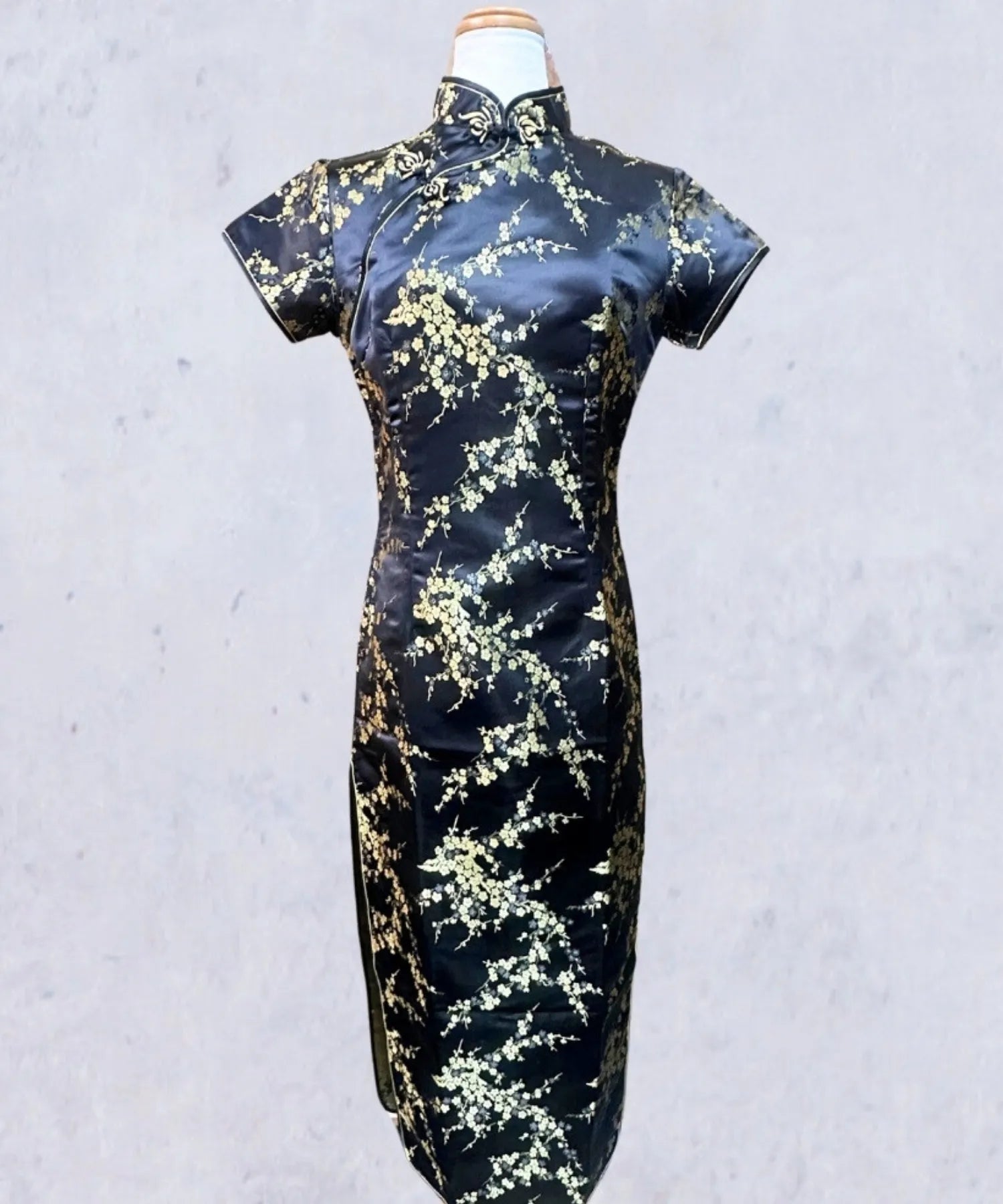 Plum Pattern China Dress -Mini Length Long Length-