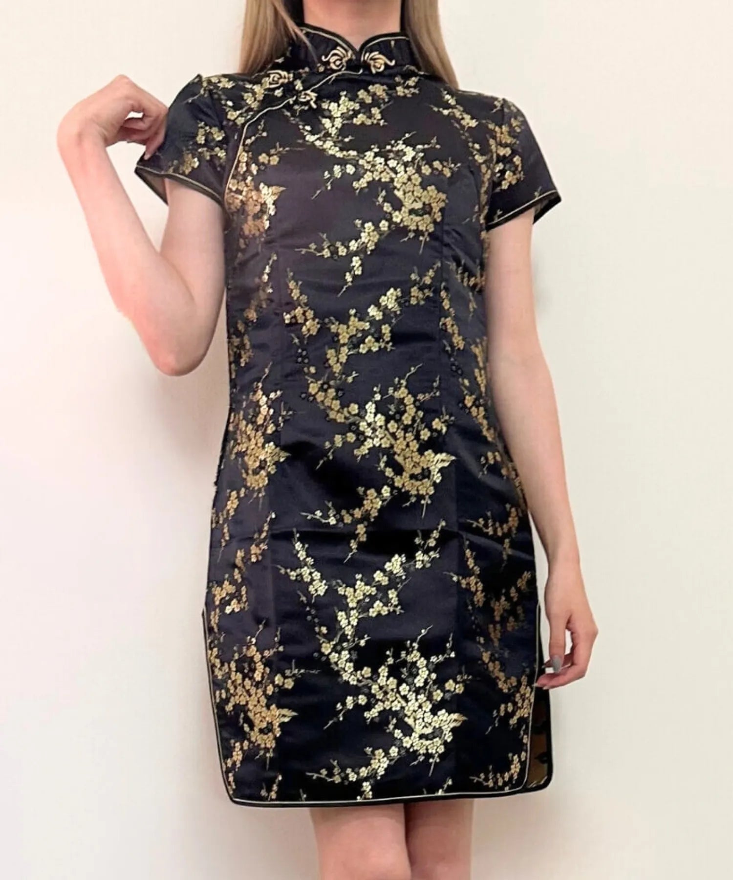 Plum Pattern China Dress -Mini Length Long Length-