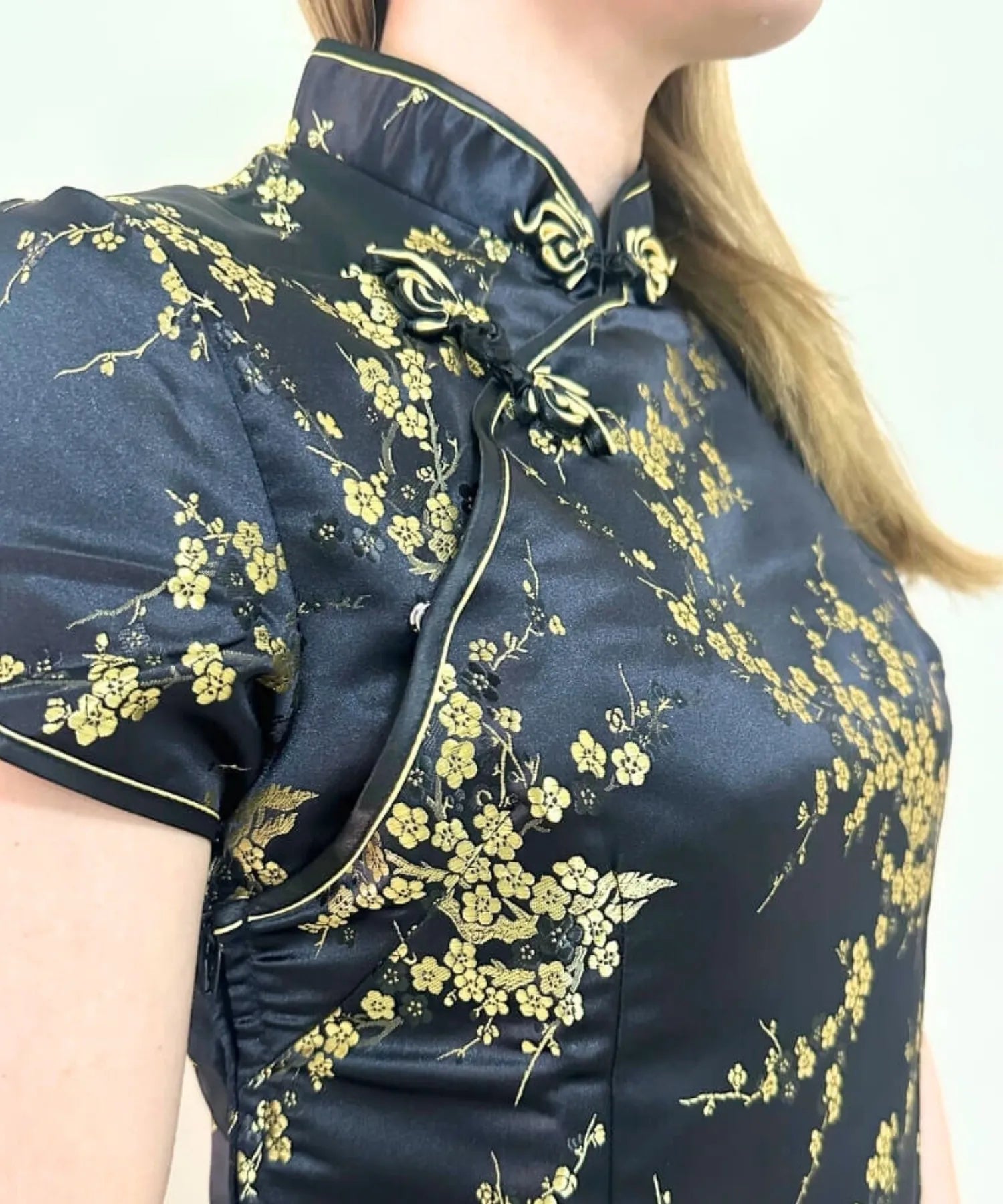 Plum Pattern China Dress -Mini Length Long Length-