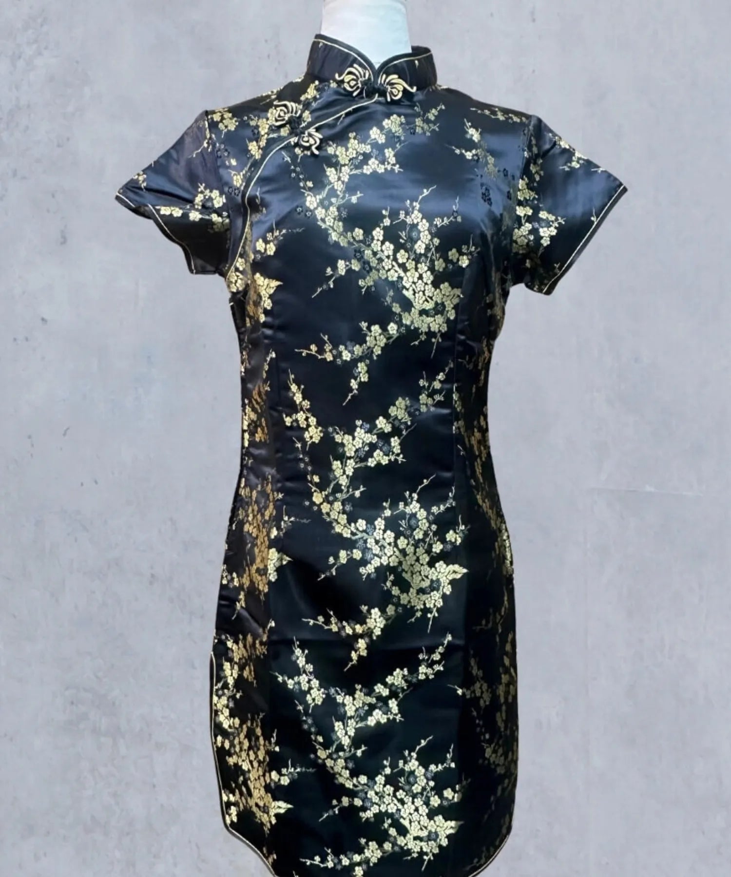 Plum Pattern China Dress -Mini Length Long Length-