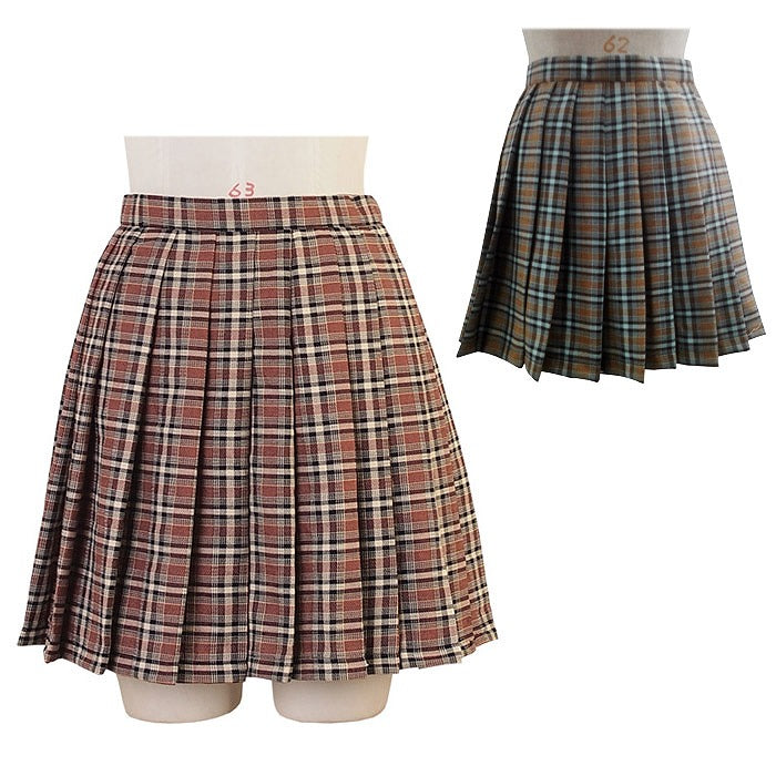 Astringent color check skirt