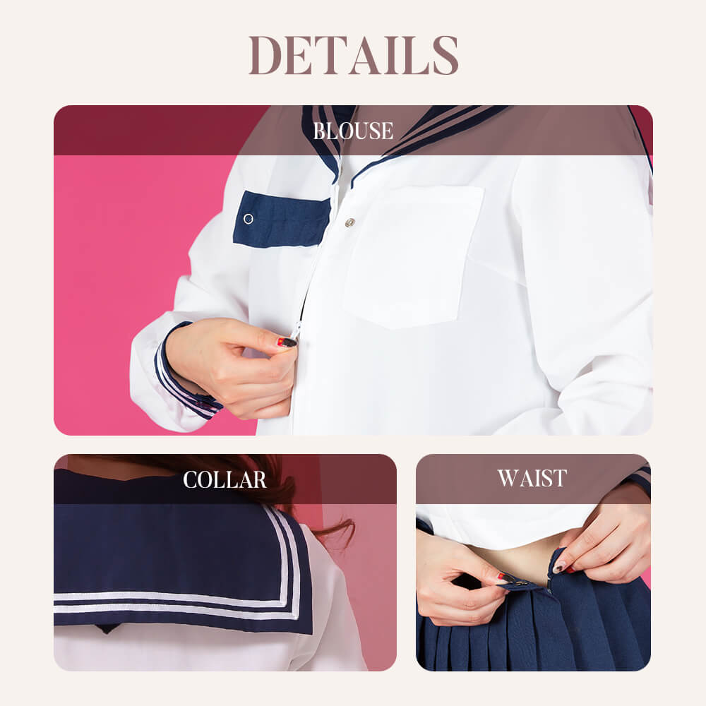 Double line long sleeve sailor suit