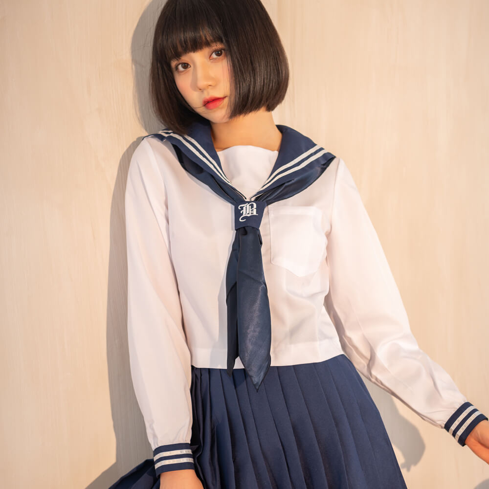 Double line long sleeve sailor suit