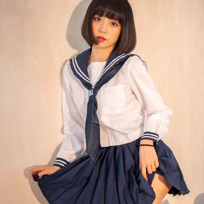 Double line long sleeve sailor suit