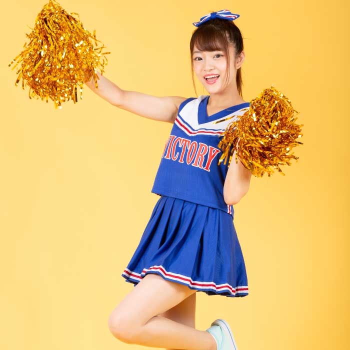 Cheerleader 4-piece set with pom-poms and hair ribbon