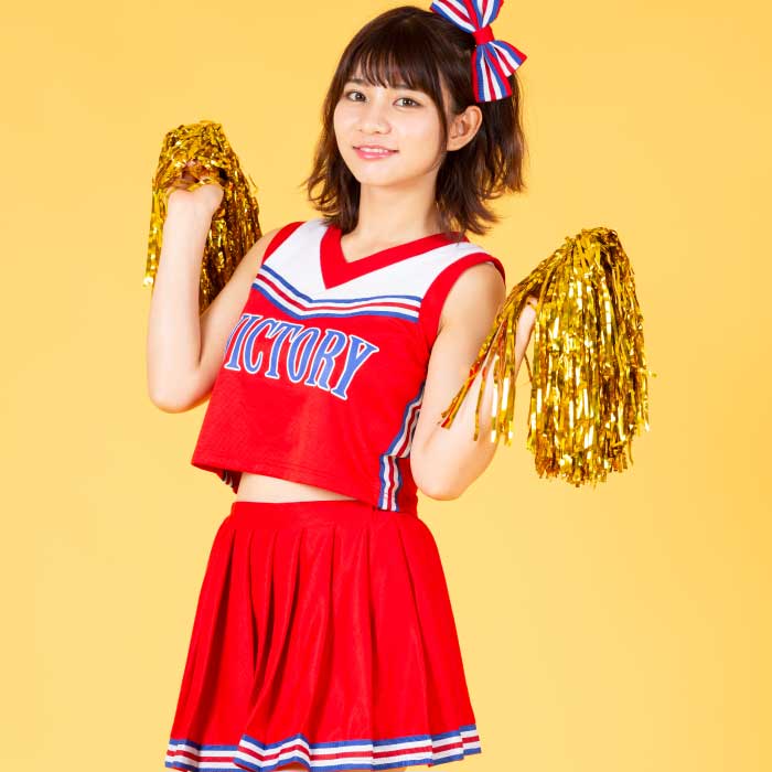 Cheerleader 4-piece set with pom-poms and hair ribbon