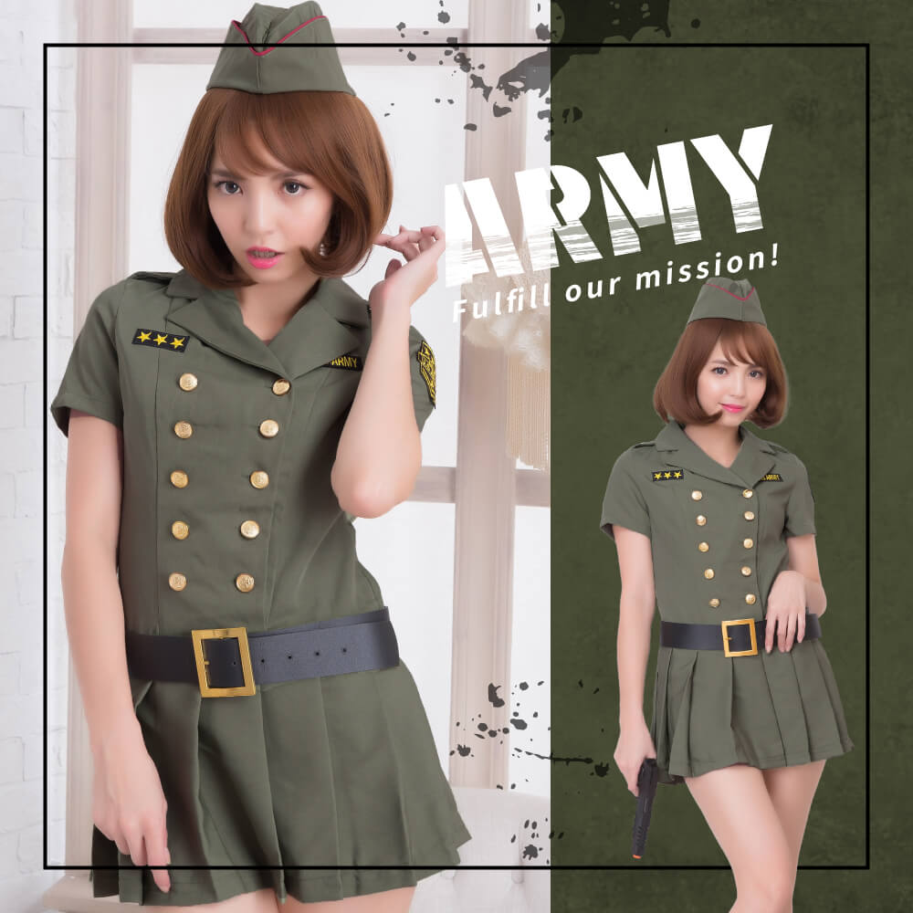 Hat and belt -style uniform style Army Costume