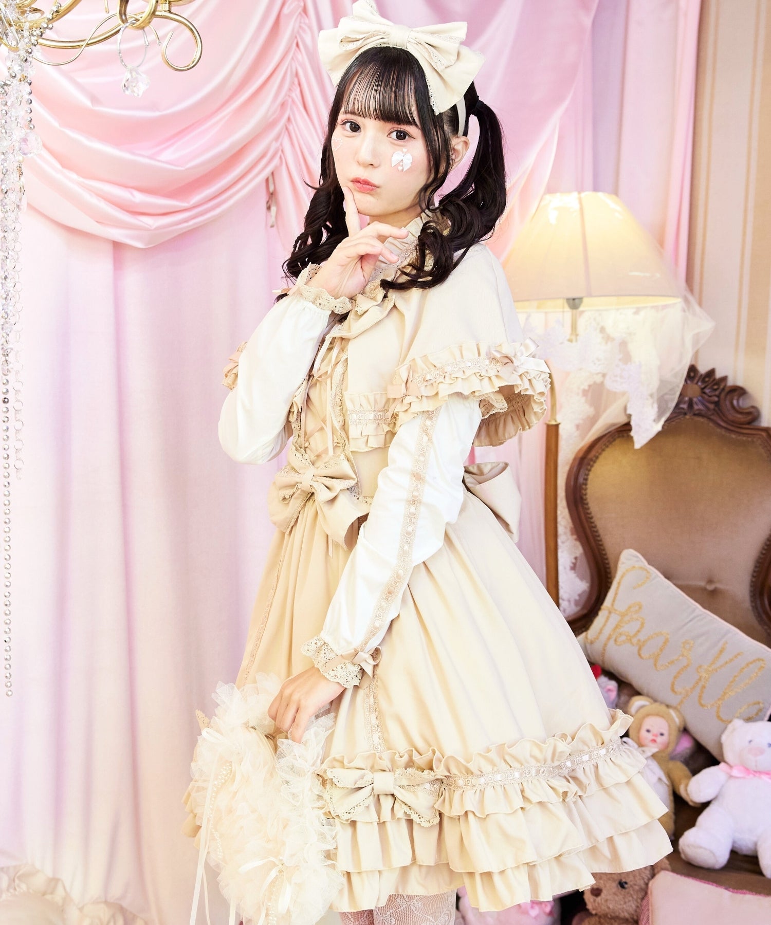 3way Royal Doll Dress with Cape and Ribbon 5-piece Set