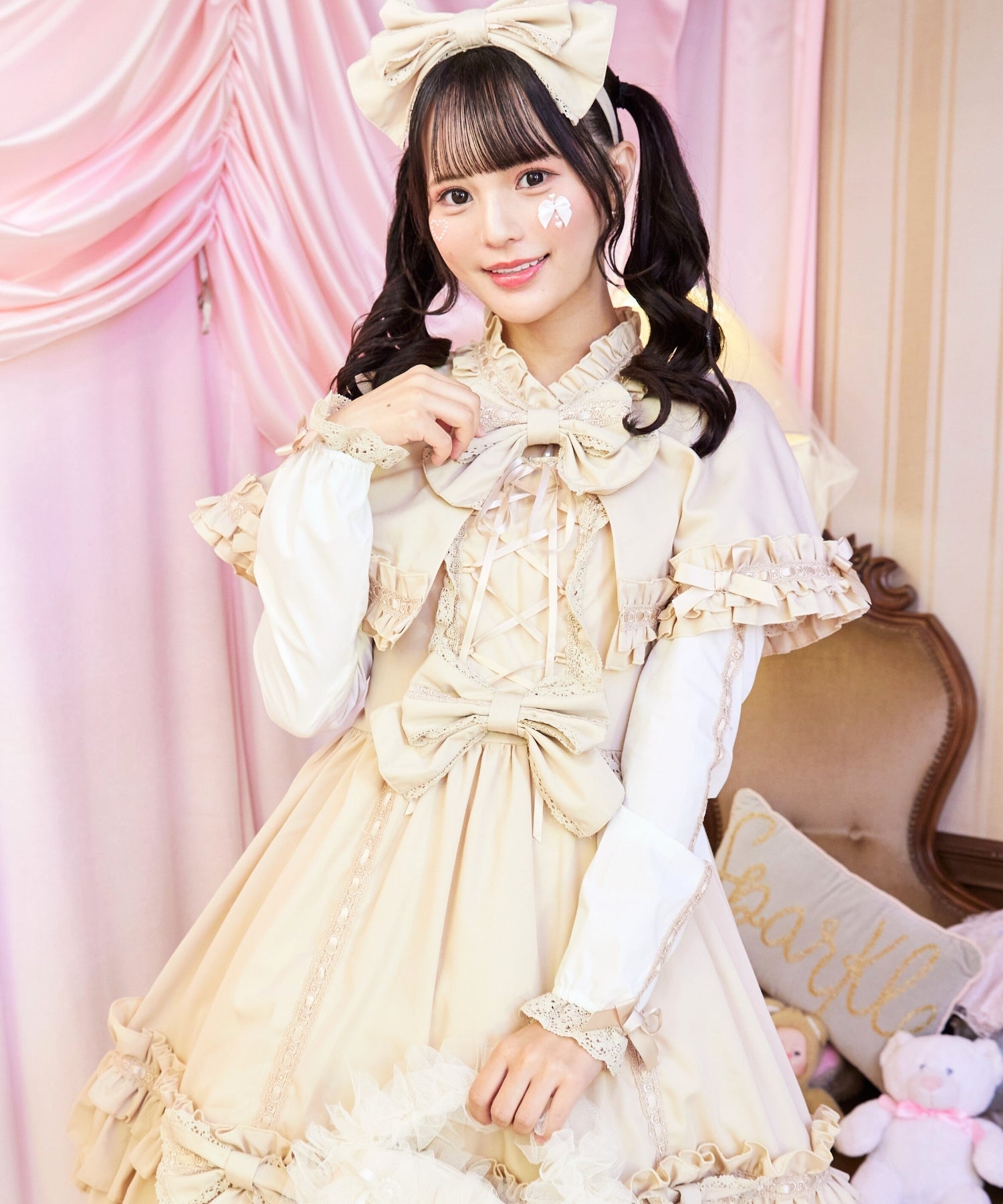 3way Royal Doll Dress with Cape and Ribbon 5-piece Set