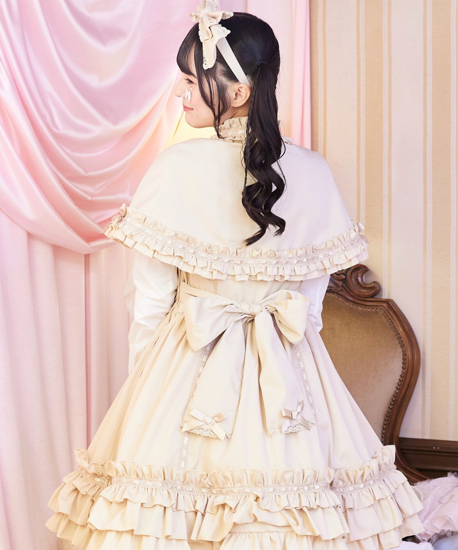 3way Royal Doll Dress with Cape and Ribbon 5-piece Set